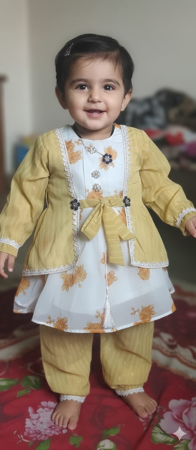 Baby Girl Fancy Suit - Yellow Floral